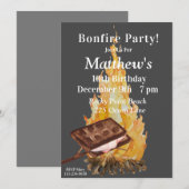 Camping Birthday Party Invitation, Bonfire Party Kaart (Voorkant / Achterkant)