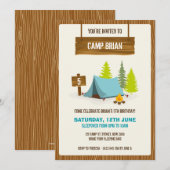 Camping Birthday Party Invitation - Boy Kaart (Voorkant / Achterkant)