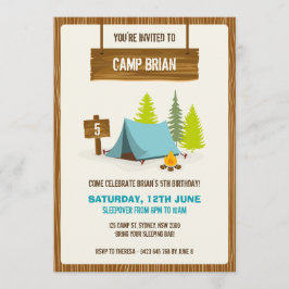Camping Birthday Party Invitation - Boy Kaart