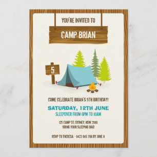 Camping Birthday Party Invitation - Boy Kaart