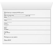 Camping Birthday Party Invitation Card for Child (Binenzijde Horizontaal (Onderkant))