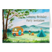 Camping Birthday Party Invitation Card for Child (Voorkant Horizontaal)
