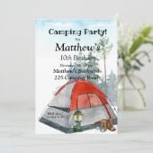 Camping Birthday Party Invitation, Editable Camp Kaart (Staand voorkant)