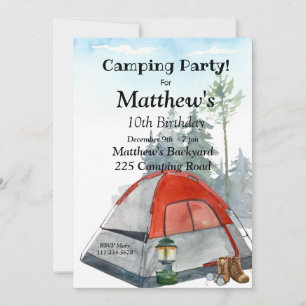 Camping Birthday Party Invitation, Editable Camp Kaart