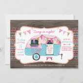 Camping Birthday Party Invitation - Girl Glamping Kaart (Voorkant)