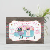 Camping Birthday Party Invitation - Girl Glamping Kaart (Staand voorkant)