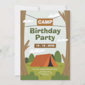Camping Birthday Party Invitation Kaart (Voorkant)