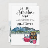 Camping Birthday Party Invitation Kaart (Voorkant / Achterkant)