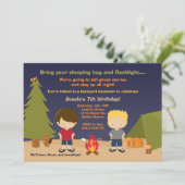 Camping Birthday Party Invitation Kaart (Staand voorkant)