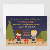 Camping Birthday Party Invitation Kaart (Voorkant / Achterkant)