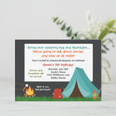 Camping Birthday Party Invitation Kaart (Staand voorkant)