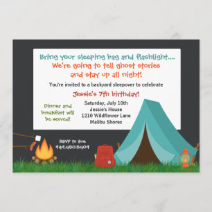Camping Birthday Party Invitation Kaart
