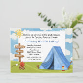 Camping Birthday Party Invitation Kaart (Staand voorkant)
