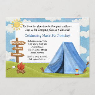 Camping Birthday Party Invitation Kaart