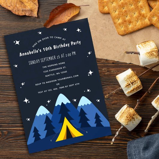 Camping Birthday Party Invitation Kaart