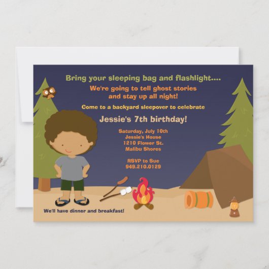 Camping Birthday Party Invitation Kaart (Voorkant)
