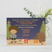 Camping Birthday Party Invitation Kaart (Staand voorkant)