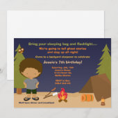 Camping Birthday Party Invitation Kaart (Voorkant / Achterkant)