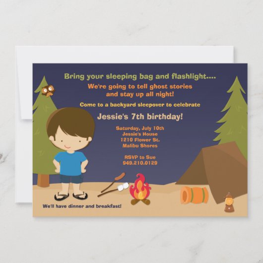 Camping Birthday Party Invitation Kaart (Voorkant)