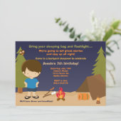 Camping Birthday Party Invitation Kaart (Staand voorkant)