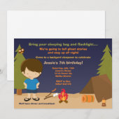 Camping Birthday Party Invitation Kaart (Voorkant / Achterkant)