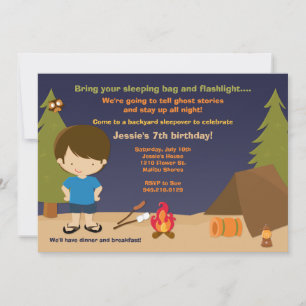Camping Birthday Party Invitation Kaart