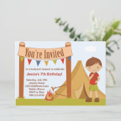 Camping Birthday Party Invitation Kaart (Staand voorkant)