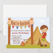 Camping Birthday Party Invitation Kaart (Voorkant / Achterkant)