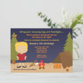 Camping Birthday Party Invitation Kaart (Staand voorkant)