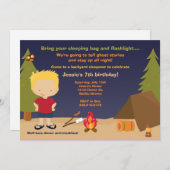 Camping Birthday Party Invitation Kaart (Voorkant / Achterkant)