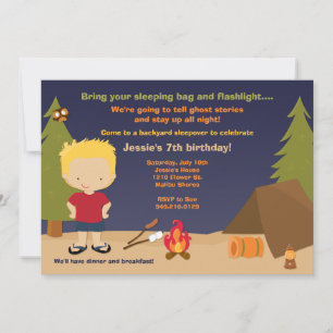 Camping Birthday Party Invitation Kaart