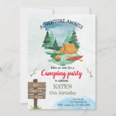 Camping Birthday Party Invitation Kaart (Voorkant)