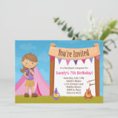 Camping Birthday Party Invitation Kaart (Staand voorkant)