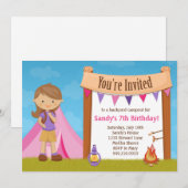 Camping Birthday Party Invitation Kaart (Voorkant / Achterkant)