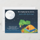 Camping Birthday Party Invitations Kaart (Voorkant)