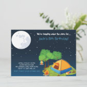 Camping Birthday Party Invitations Kaart (Staand voorkant)