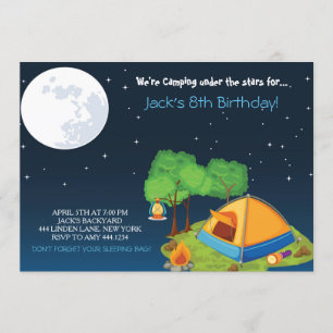 Camping Birthday Party Invitations Kaart