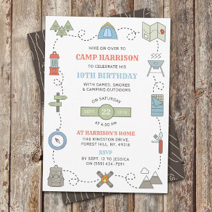 Camping Birthday Party Invitations Kaart