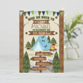 Camping Birthday Party Invite Boy Kaart (Staand voorkant)