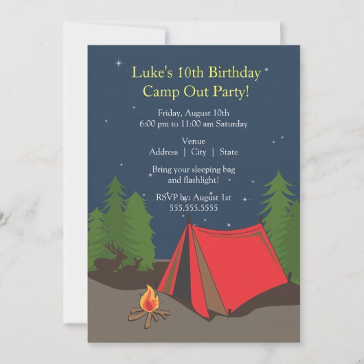 Camping Birthday Party | Jongen Kaart (Voorkant)