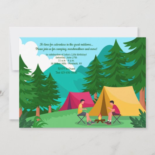 Camping Birthday Party Kaart (Voorkant)
