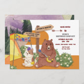 Camping Birthday Party Kaart (Voorkant / Achterkant)