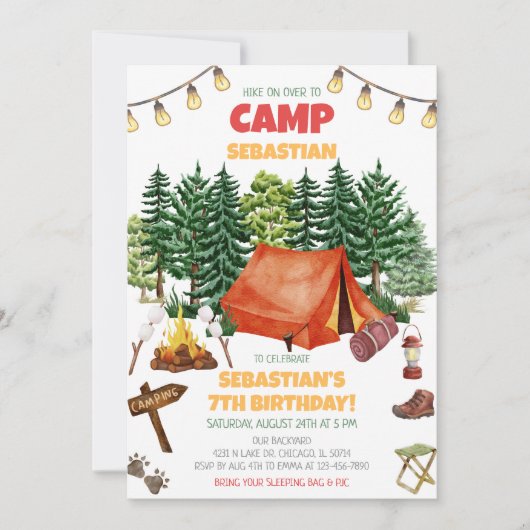 Camping Birthday Party  Kaart (Voorkant)
