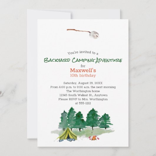 Camping Birthday Party Kaart (Voorkant)