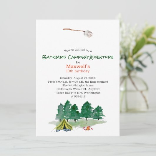 Camping Birthday Party Kaart (Staand voorkant)