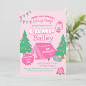 Camping Birthday Party Kaart (Staand voorkant)