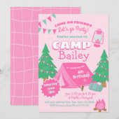 Camping Birthday Party Kaart (Voorkant / Achterkant)