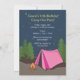 Camping Birthday Party | Meisje Kaart