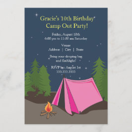 Camping Birthday Party | Meisje Kaart