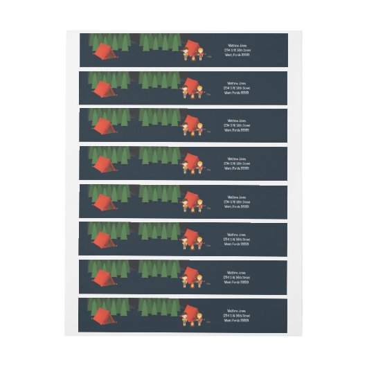 Camping Birthday Party Omwikkelbaar Adreslabel (Vel)